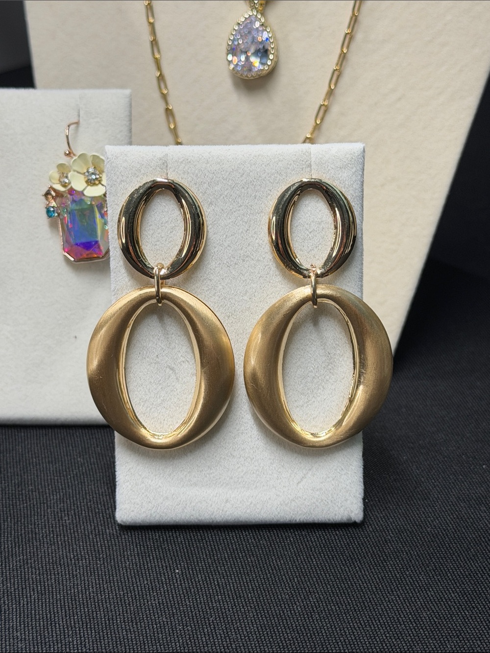 House of Harlow 18k plate, large O-ring dangle earrings